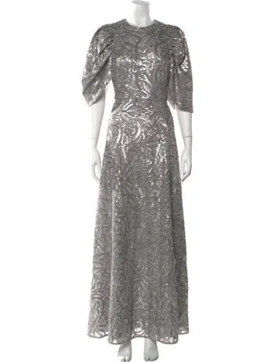 Pre-owned Lilia Stogova Mesh Long Dress In Gray