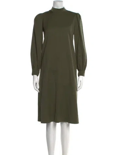 Pre-owned Lilia Stogova Mock Neck Knee-length Dress In Green