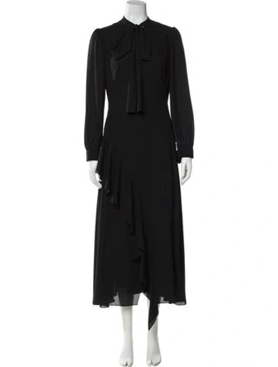 Pre-owned Lilia Stogova Mock Neck Long Dress In Black