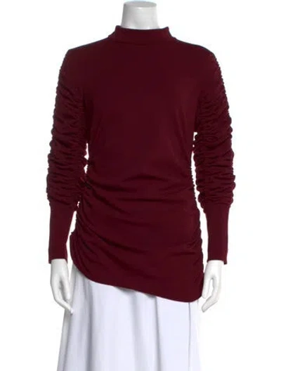 Pre-owned Lilia Stogova Mock Neck Long Sleeve Top In Burgundy