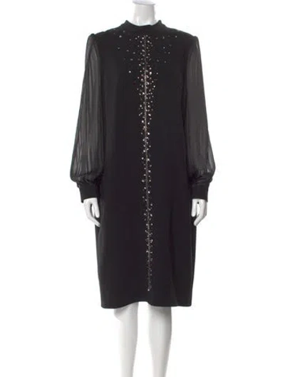 Pre-owned Lilia Stogova Mock Neck Midi Length Dress In Black