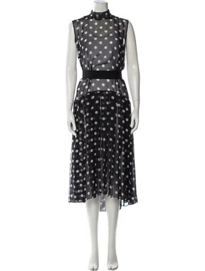 Pre-owned Lilia Stogova Polka Dot Print Long Dress In Black