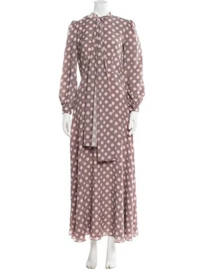 Pre-owned Lilia Stogova Polka Dot Print Long Dress In Pink