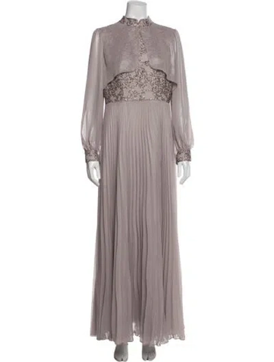 Pre-owned Lilia Stogova Silk Long Dress In Gray