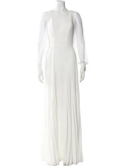 Pre-owned Lilia Stogova Square Neckline Long Dress In White