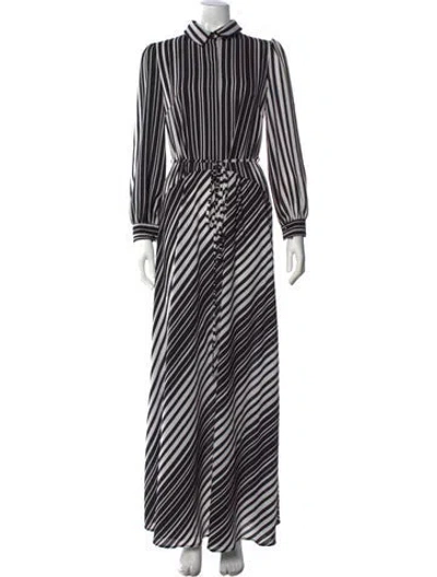 Pre-owned Lilia Stogova Striped Long Dress In Black