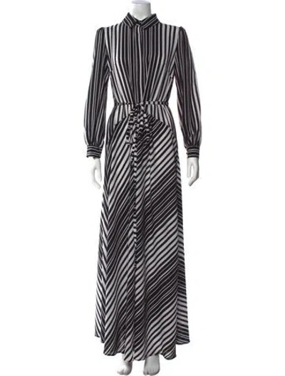 Pre-owned Lilia Stogova Striped Long Dress In Black