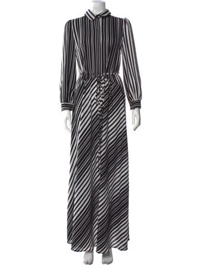 Pre-owned Lilia Stogova Striped Long Dress In Black