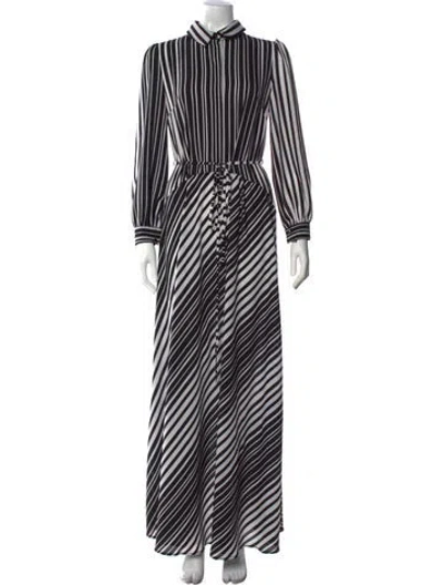 Pre-owned Lilia Stogova Striped Long Dress In Black