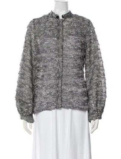 Pre-owned Lilia Stogova Tweed Pattern Evening Jacket In Gray
