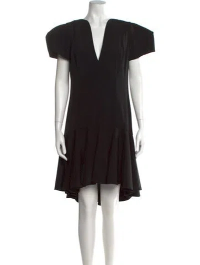 Pre-owned Lilia Stogova V-neck Mini Dress In Black