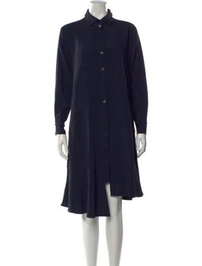 Pre-owned Lilia Stogova Wool Knee-length Dress In Blue