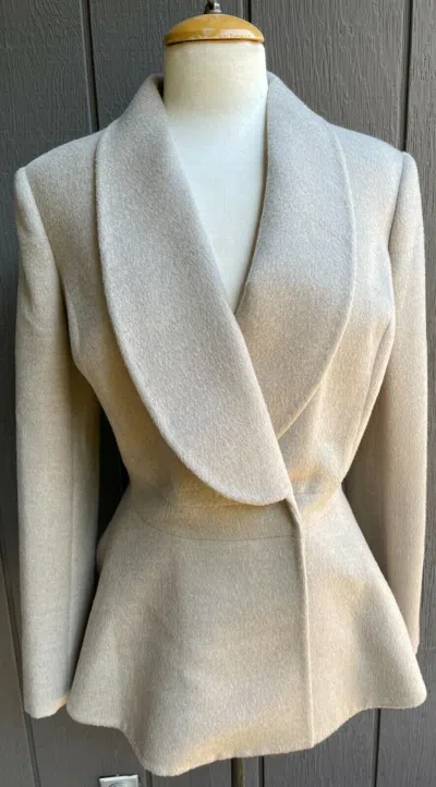 Pre-owned Liliana Castellanos Alpaca Jacket Ecru Color Size 8,10 In White