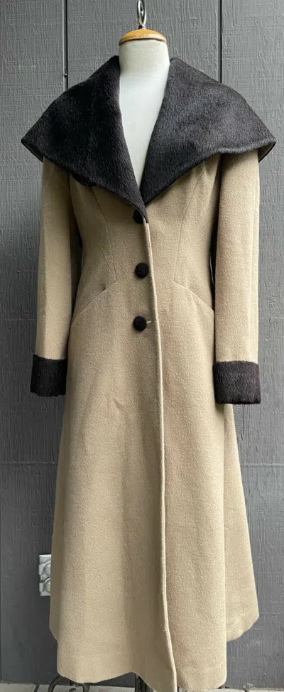 Pre-owned Liliana Castellanos Long Alpaca Coat With Hood Size 8 In Black