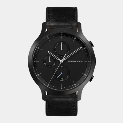 Lilienthal Berlin Chronograph All Black Leather Black In Burgundy
