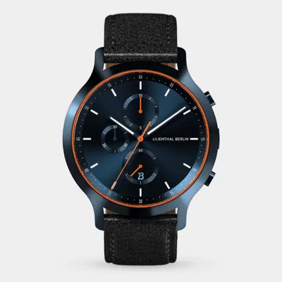 Lilienthal Berlin Chronograph Blue Orange Leather Black