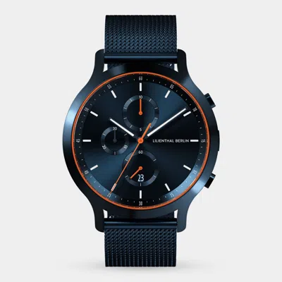 Lilienthal Berlin Chronograph Blue Orange Mesh Blue Brushed