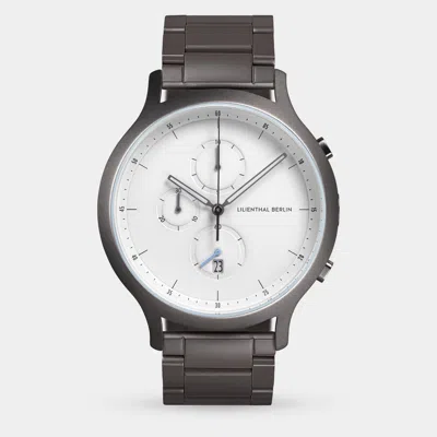 Lilienthal Berlin Chronograph Dark Silver White Stainless Steel Anthracite Matte