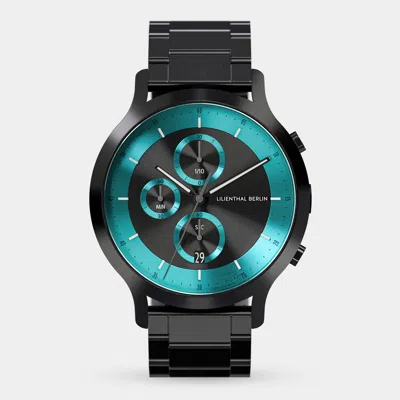 Lilienthal Berlin Chronograph Lp Black Cyan Stainless Steel Black Brushed