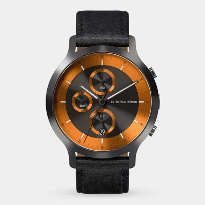 Lilienthal Berlin Chronograph Lp Dark Silver Orange Leather Black
