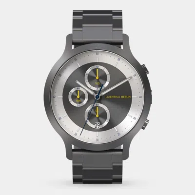 Lilienthal Berlin Chronograph Lp Dark Silver White Stainless Steel Anthracite Matte In Gray