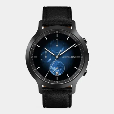 Lilienthal Berlin Chronograph Meteorite - Blue Flare - Leather Black