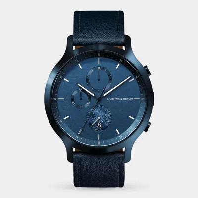 Lilienthal Berlin Chronograph Meteorite Ii Leather Dark Blue