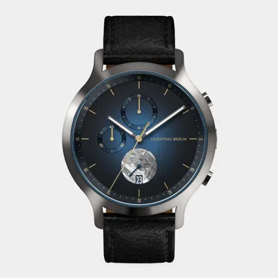 Lilienthal Berlin Chronograph Meteorite Midnight Gold - Leather Black