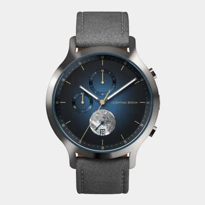 Lilienthal Berlin Chronograph Meteorite Midnight Gold - Leather Gray