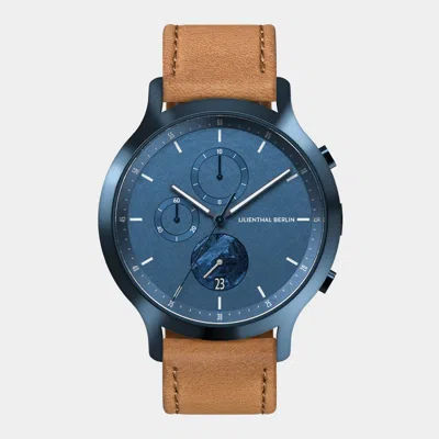 Lilienthal Berlin Chronograph Meteorite Stellar Blue - Leather Light Brown