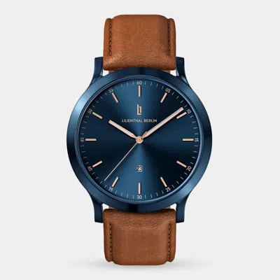 Lilienthal Berlin Huxley Blue Rose Gold Leather Light Brown