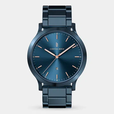 Lilienthal Berlin Huxley Blue Rose Gold Stainless Steel Blue Brushed