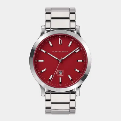 Lilienthal Berlin Huxley Ii Crimson Red Stainless Steel Silver Glossy