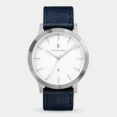 Lilienthal Berlin Huxley Silver White Leather Dark Blue