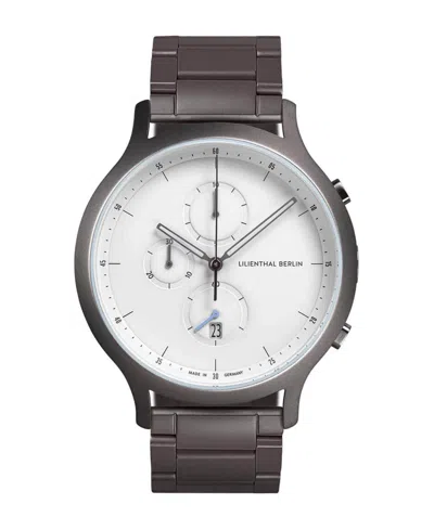 Lilienthal Berlin Men's Gunmetal Chronograph Gunmetal Stainless Steel Link Watch 42mm