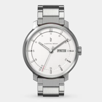 Lilienthal Berlin Neolux Day Date Silver White Stainless Steel Silver Brushed