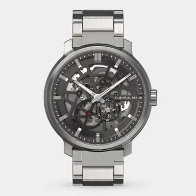 Lilienthal Berlin Neolux Skeleton Silver Grey - Stainless Steel In Yellow