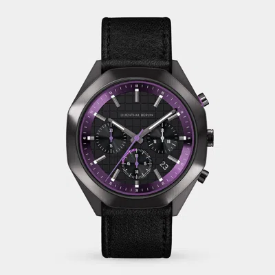 Lilienthal Berlin Octachrono Dark Silver Purple Leather Black