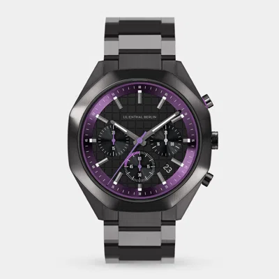 Lilienthal Berlin Octachrono Dark Silver Purple Stainless Steel Anthracite Brushed