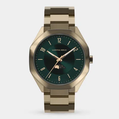 Lilienthal Berlin Octamoon Warm Gold Midnight Green Stainless Steel Beige Gold Brushed