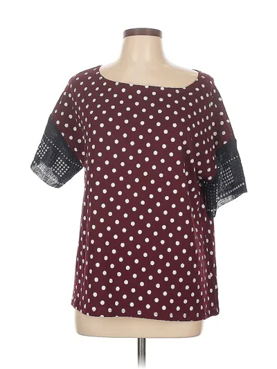 Pre-owned Lili's Closet Short Sleeve Blouse In Burgundy