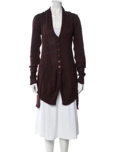 Pre-owned Lilith Alpaca V-neck Sweater In Burgundy