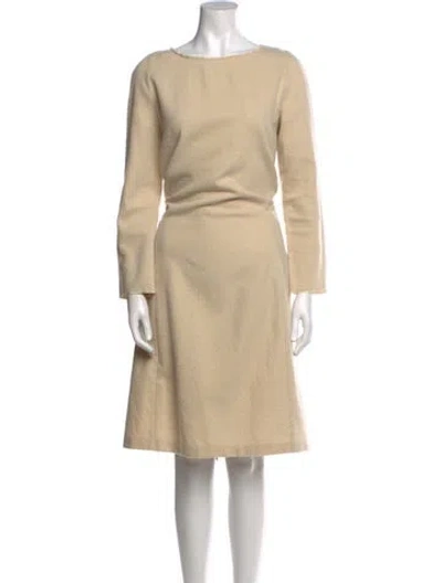 Pre-owned Lilith Bateau Neckline Knee-length Dress In Neutral