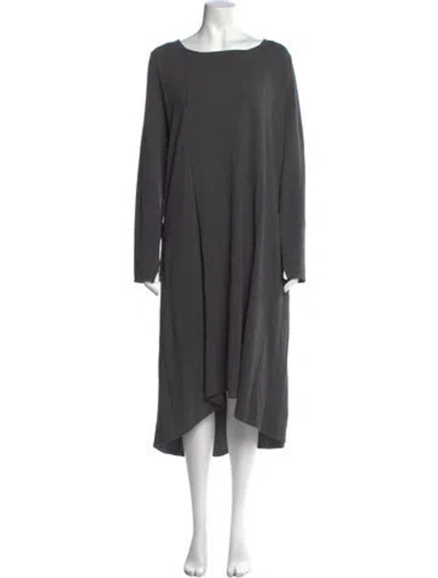Pre-owned Lilith Bateau Neckline Midi Length Dress In Gray