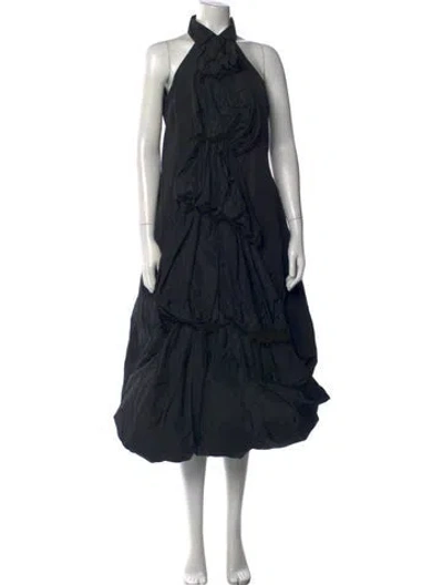 Pre-owned Lilith Halterneck Midi Length Dress In Black