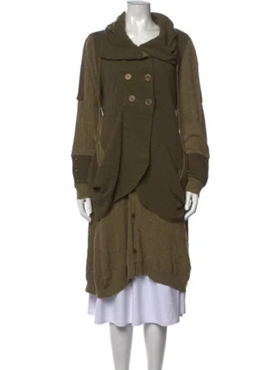 Pre-owned Lilith Lambswool Open Front Sweater In Green