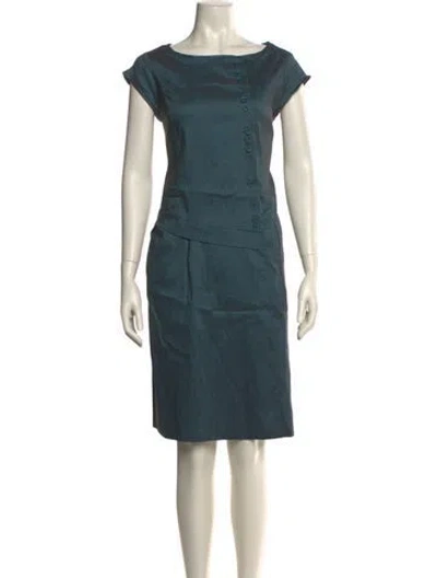 Pre-owned Lilith Linen Knee-length Dress In Blue