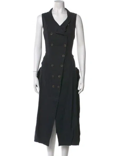 Pre-owned Lilith Linen Long Dress In Black