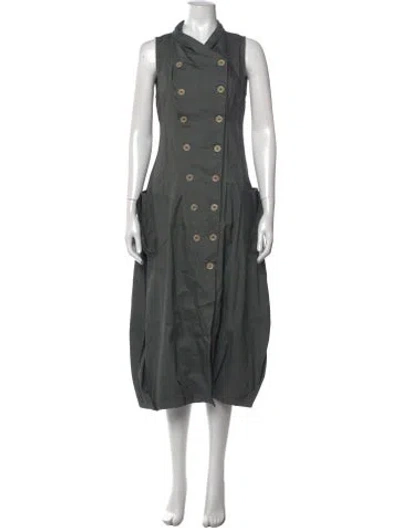 Pre-owned Lilith Linen Long Dress In Grey