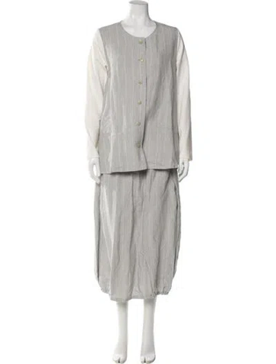 Pre-owned Lilith Linen Striped Skirt Suit In Neutral